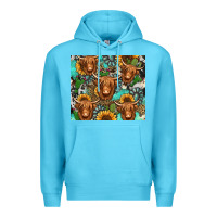Ocean Blue long haired shaggy cow western Premium Hoodie - Jasminsmagicworld