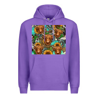 Purple long haired shaggy cow western Premium Hoodie - Jasminsmagicworld