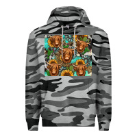 Slate Camo long haired shaggy cow western Premium Hoodie - Jasminsmagicworld