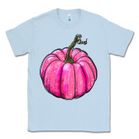 Dusty Blue Breast Cancer Awareness Pink Pumpkin Classic Tee - RanaPortraitStore