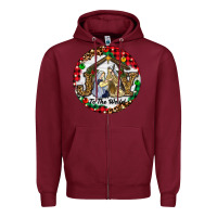 Burgundy Christmas Joy To The World Zipper Hoodie - RanaPortraitStore