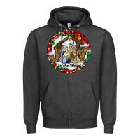 Charcoal Heather Christmas Joy To The World Zipper Hoodie - RanaPortraitStore