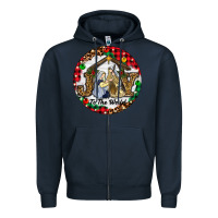 Navy Christmas Joy To The World Zipper Hoodie - RanaPortraitStore