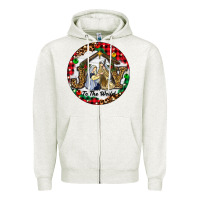 Oatmeal Heather Christmas Joy To The World Zipper Hoodie - RanaPortraitStore