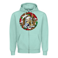 Seafoam Christmas Joy To The World Zipper Hoodie - RanaPortraitStore