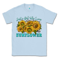 Dusty Blue just a girl who loves sunflower Classic Tee - texasbilliewilder