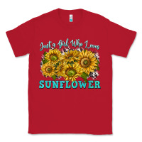 Red just a girl who loves sunflower Classic Tee - texasbilliewilder