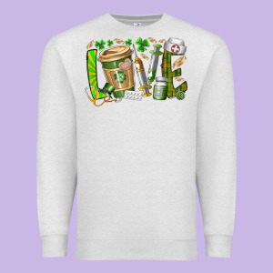 St Patricks Love Nurse Premium Sweatshirt Designed By Racoondesign