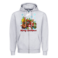 Heather Grey merry christmas polar express Zipper Hoodie - Zillion Design Studio