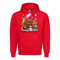 Red merry christmas polar express Zipper Hoodie - Zillion Design Studio
