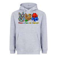 Heather Grey peace love understand Heavyweight Hoodie - Zillion Design Studio