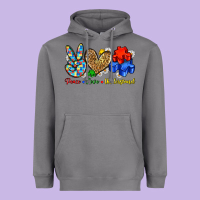 Peace Love Understand Heavyweight Hoodie Designed By Zillion Design Studio
