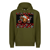 Army Green joy shaggy cow christmas Premium Hoodie - Jasminsmagicworld