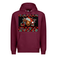 Burgundy joy shaggy cow christmas Premium Hoodie - Jasminsmagicworld