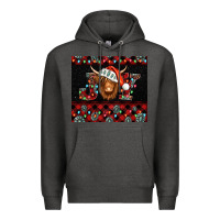 Charcoal Heather joy shaggy cow christmas Premium Hoodie - Jasminsmagicworld