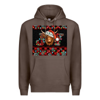 Coffee joy shaggy cow christmas Premium Hoodie - Jasminsmagicworld