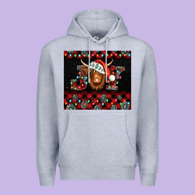 Joy Shaggy Cow Christmas Premium Hoodie Designed By Jasminsmagicworld