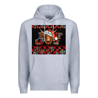 Heather Grey joy shaggy cow christmas Premium Hoodie - Jasminsmagicworld