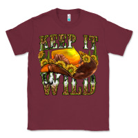 Burgundy keep it wild western Classic Tee - texasbilliewilder
