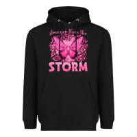 Black Stronger Than The Storm Breast Cancer Heavyweight Hoodie - texasbilliewilder