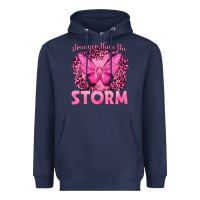 Navy Stronger Than The Storm Breast Cancer Heavyweight Hoodie - texasbilliewilder