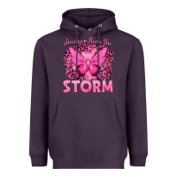 Plum Stronger Than The Storm Breast Cancer Heavyweight Hoodie - texasbilliewilder