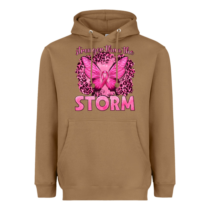 Stronger Than The Storm Breast Cancer Heavyweight Hoodie by texasbilliewilder | Teevron