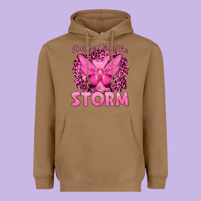 Stronger Than The Storm Breast Cancer Heavyweight Hoodie Designed By Texasbilliewilder