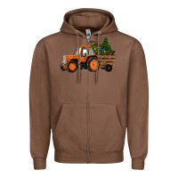 Chestnut Christmas Orange Farm Tractor Zipper Hoodie - RanaPortraitStore