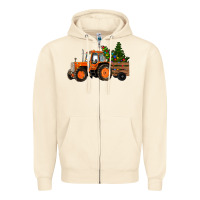 Sandshell Christmas Orange Farm Tractor Zipper Hoodie - RanaPortraitStore