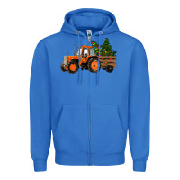 True Royal Christmas Orange Farm Tractor Zipper Hoodie - RanaPortraitStore