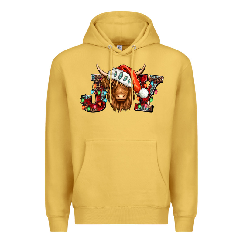 Joy Christmas Shaggy Cow Premium Hoodie by Jasminsmagicworld | Teevron