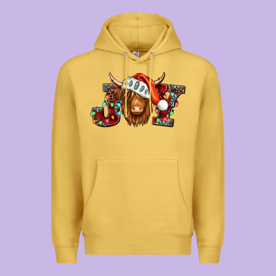 Joy Christmas Shaggy Cow Premium Hoodie Designed By Jasminsmagicworld