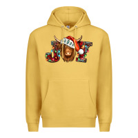 Antique Gold joy christmas shaggy cow Premium Hoodie - Jasminsmagicworld