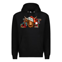 Black joy christmas shaggy cow Premium Hoodie - Jasminsmagicworld