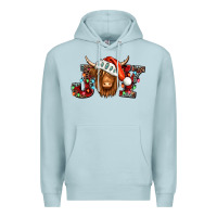 Blue Mist joy christmas shaggy cow Premium Hoodie - Jasminsmagicworld
