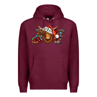 Burgundy joy christmas shaggy cow Premium Hoodie - Jasminsmagicworld