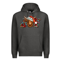 Charcoal Heather joy christmas shaggy cow Premium Hoodie - Jasminsmagicworld