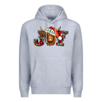 Heather Grey joy christmas shaggy cow Premium Hoodie - Jasminsmagicworld