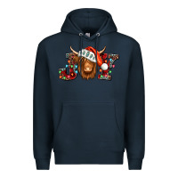 Navy joy christmas shaggy cow Premium Hoodie - Jasminsmagicworld