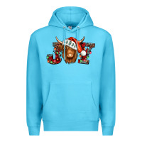 Ocean Blue joy christmas shaggy cow Premium Hoodie - Jasminsmagicworld