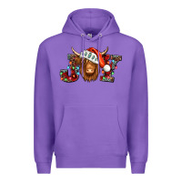 Purple joy christmas shaggy cow Premium Hoodie - Jasminsmagicworld
