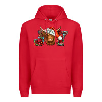 Red joy christmas shaggy cow Premium Hoodie - Jasminsmagicworld