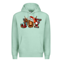 Seafoam joy christmas shaggy cow Premium Hoodie - Jasminsmagicworld