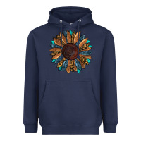 Navy fall tooled lather leopard Heavyweight Hoodie - RanaPortraitStore