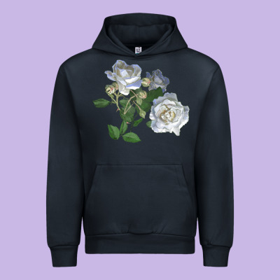 White Dawn Rose Urban Hoodie Designed By Lillyallendesigns