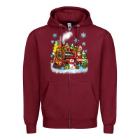 Burgundy christmas polar express santa Zipper Hoodie - Zillion Design Studio