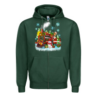 Sports Green christmas polar express santa Zipper Hoodie - Zillion Design Studio