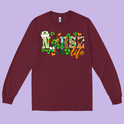 St.patricks Nurse Life Long Sleeve Tee Designed By Barkaloodesign