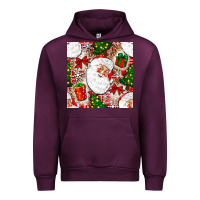 Mauve Wine Christmas Santa Claus and gift box Urban Hoodie - NancyCooperArtShop